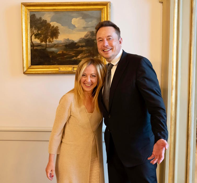 Giorgia Meloni with Elon Musk.